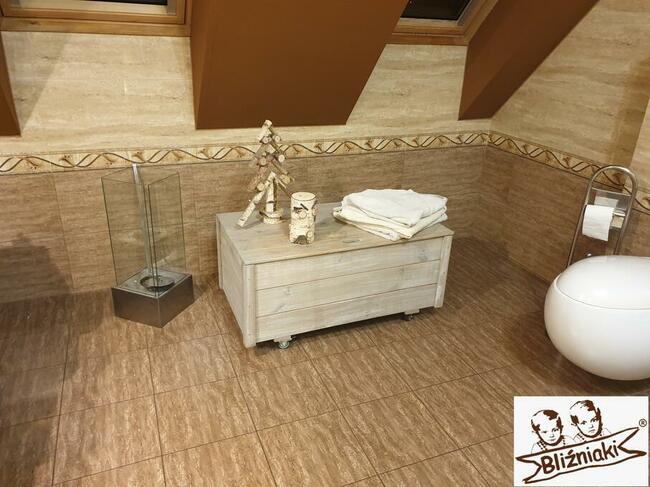 Kufer Skrzynia Na kółkach Drewniana Pojemnik Uniwersalny