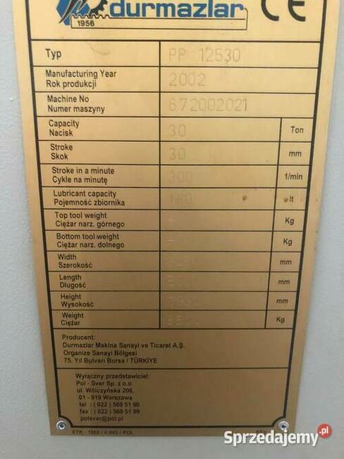 Wykrawarka Durma PP 12530 prasa rewolwerowa