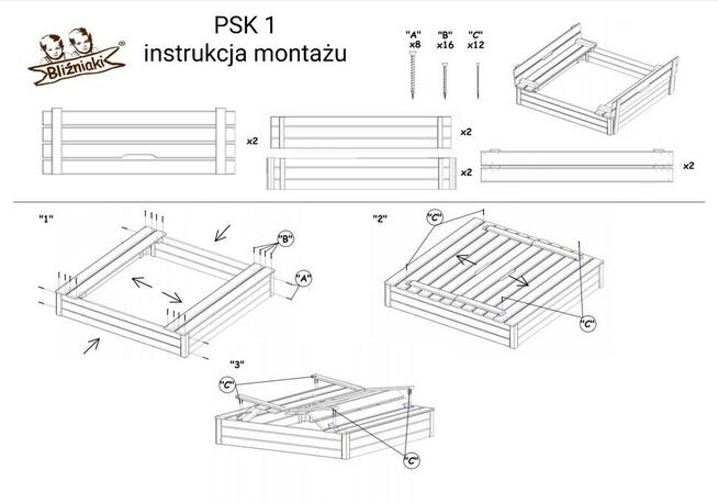 Piaskownica drewniana Zamykana Z Ławeczkami Kolorowa