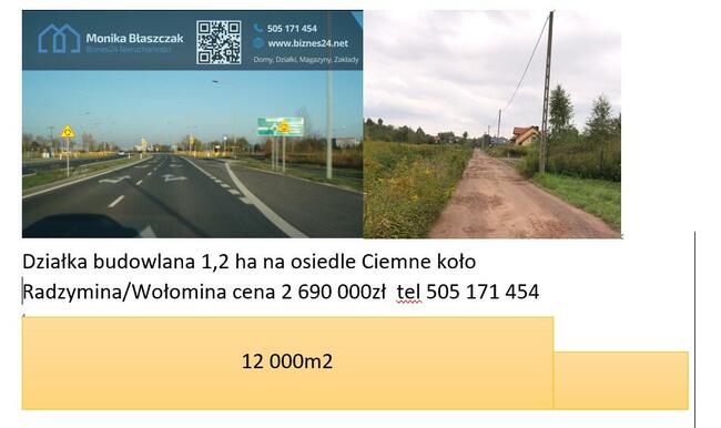 Działka 1,3 ha Zabraniec Okuniew Wołomin