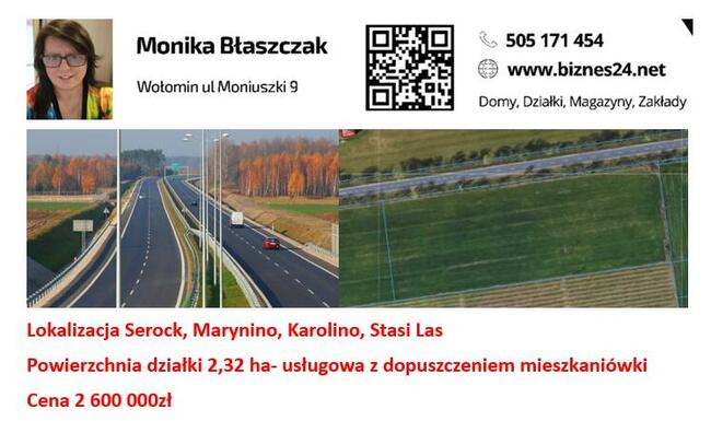 Działka 1,3 ha Zabraniec Okuniew Wołomin