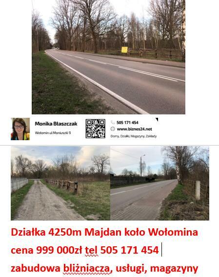 Działka 5100m szer 13m Wołomin pełne media