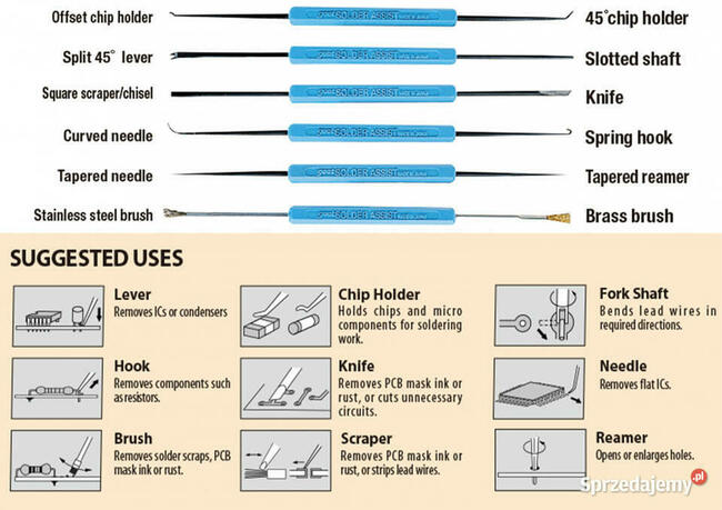 Zestaw 6 narzędzi do montażu i naprawy płytek drukowanych