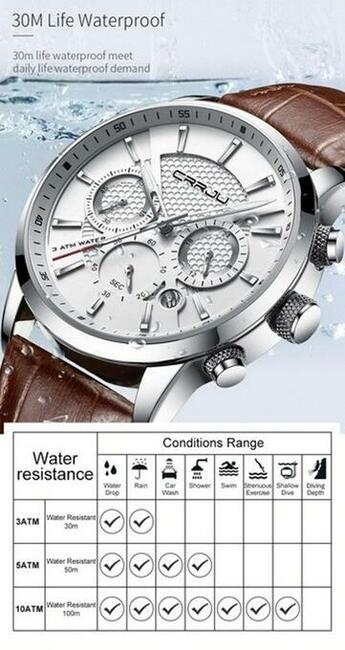 NOWY Srebrny Męski Zegarek Chronograf 3 Tarcze Pasek Stan Fa