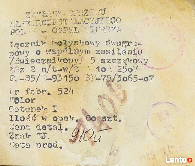 OSPEL WYŁĄCZNIK ŁĄCZNIK ŚWIECZNIKOWY PODWÓJNY 2 KLAWISZOWY P