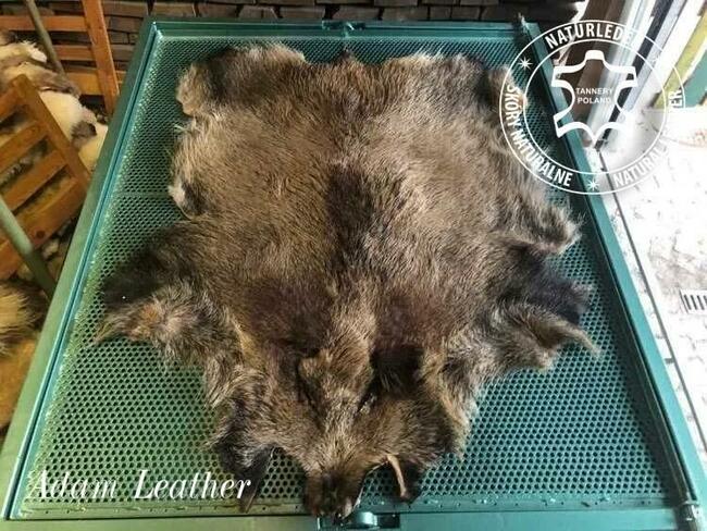 Skóry zwierząt afrykańskich, kozich, z dzika i inne.