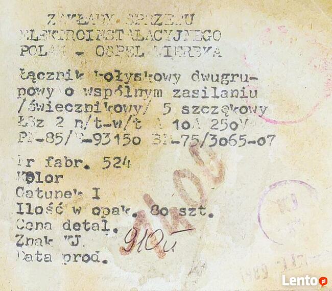 OSPEL WYŁĄCZNIK ŁĄCZNIK ŚWIECZNIKOWY PODWÓJNY 2 KLAWISZOWY P