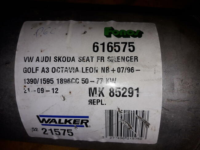Tlumik srodkowy nowy- Walker 21575- seat, skoda, volkswagen