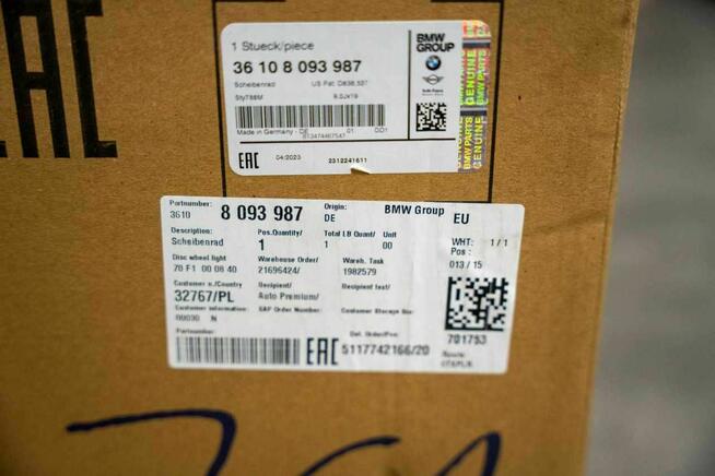 Nowa Oryginalna Felga BMW M2 M3 Oe 9.0 X 19 5x120 Et 29