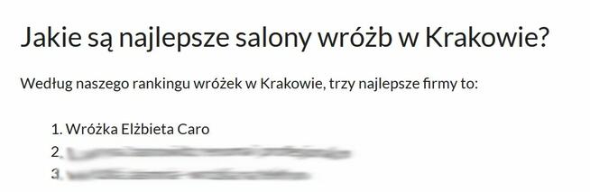 Wróżka Elżbieta Caro - I miejsce w rankingu wróżek