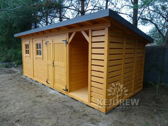 Nowoczesna stodoła domek z drewutnią nowoczesny styl Producent