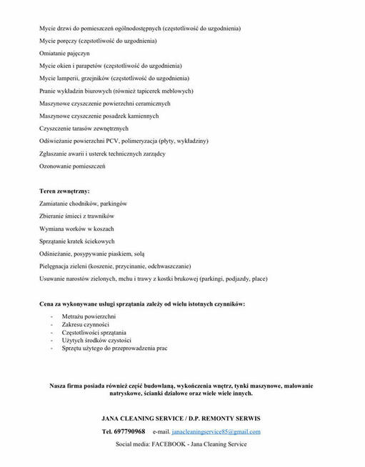 Sprzątanie firm, biur, obiektów - Poznań