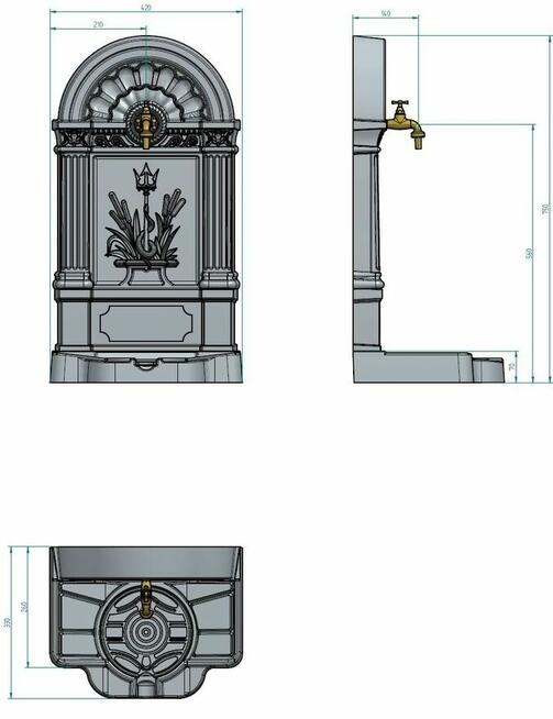 ŻELIWNA ZDRÓJ WODNIK FONTANNA + KRANIK Gartenbrunnen