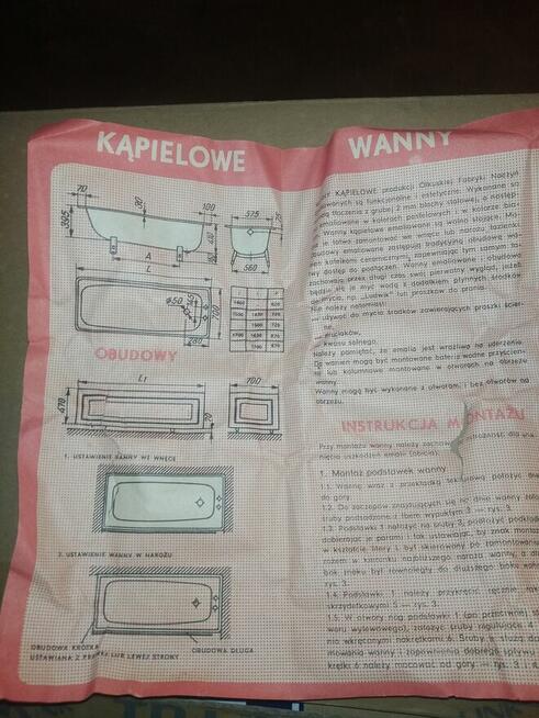 Wanna nowa emaliowana z Olkusz 150 cm i muszla oraz płytki