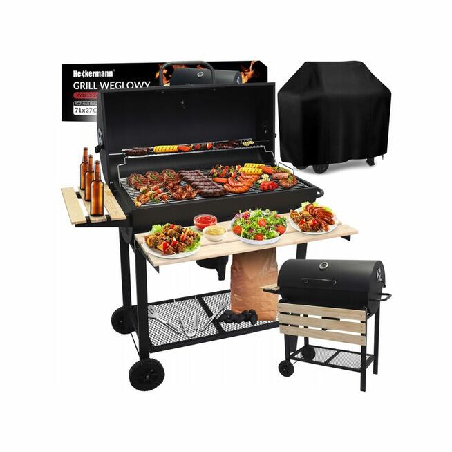 GRILL węglowy POKROWIEC GRATIS STAL CHROM gril 2 półki