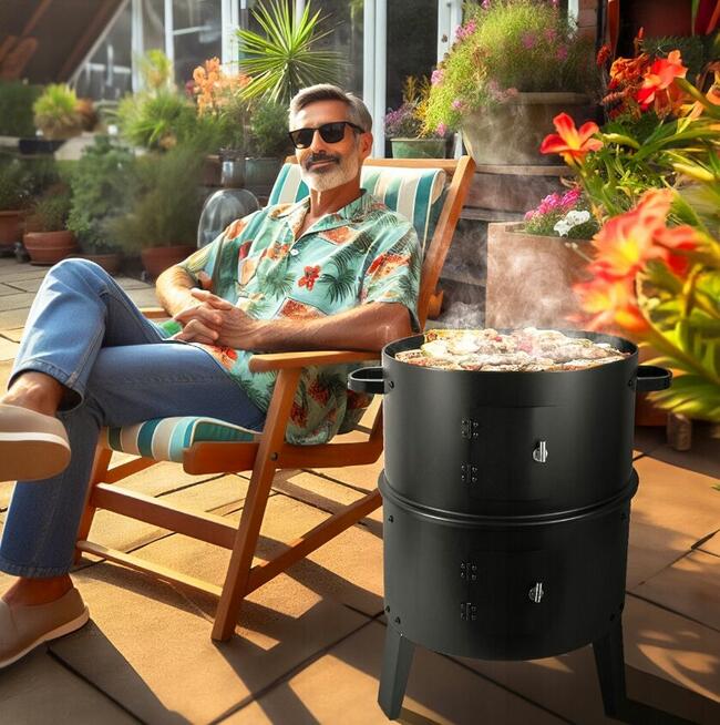 Grill Węglowy Wędzarnia 3w1 Palenisko Stalowe