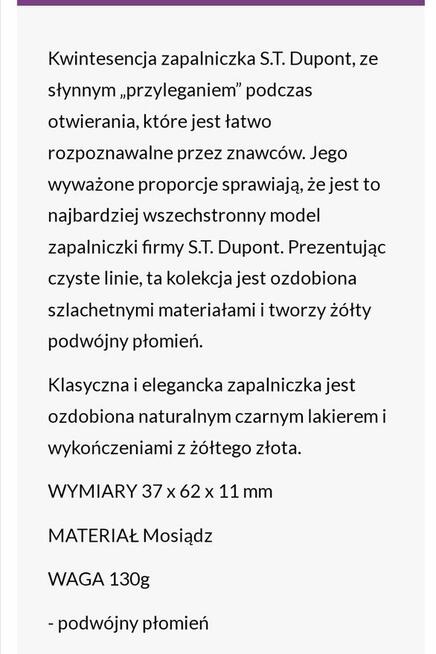 Złota zapalniczka ST Dupont Francja gratis but Finlandii