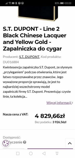 Złota zapalniczka ST Dupont Francja gratis but Finlandii