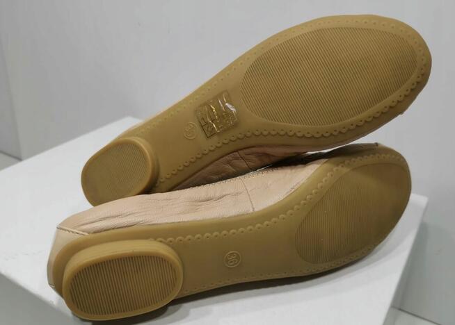 36 Stylesnob ekskluzywne baleriny 23,5 cm skórzane beżowe