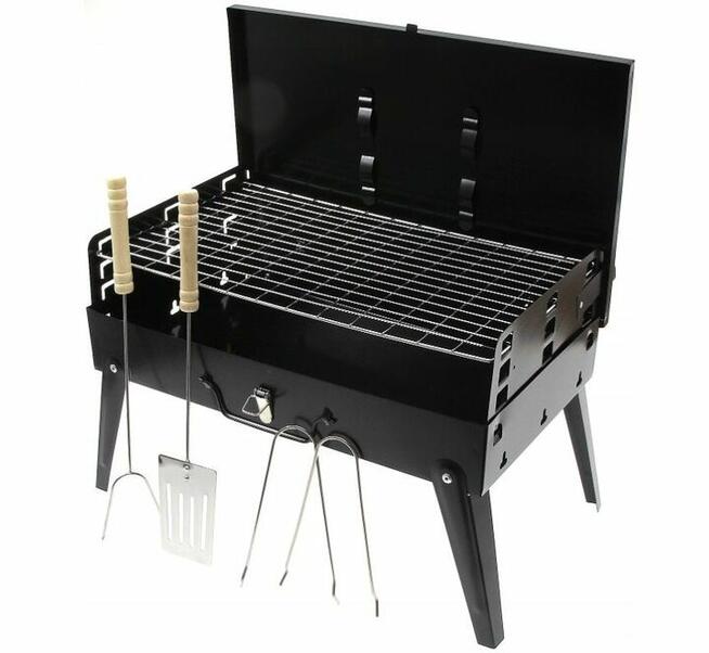 Grill turystyczny z akcesoriami PRZENOŚNY kompaktowy gril