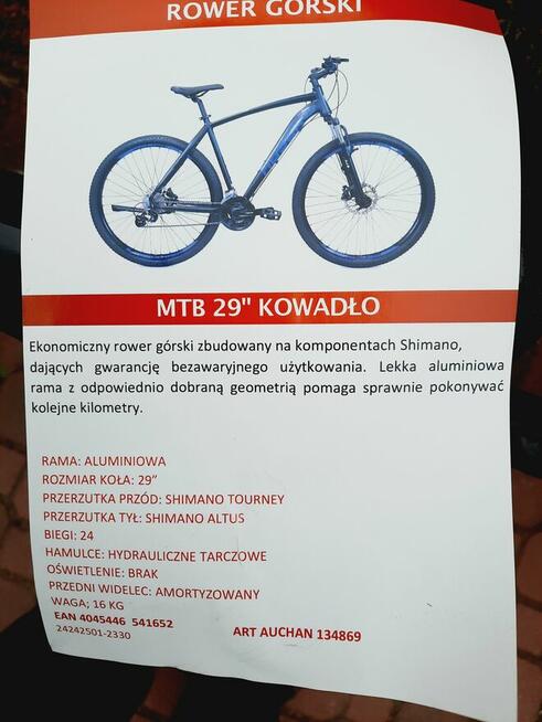 Kowadło Huzar ROWER GÓRSKI GÓRAL MTB 29 HYDRAULIKA ALTUS