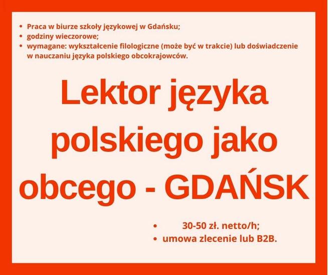 Lektor języka polskiego jako obcego - Gdańsk