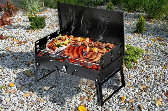Grill turystyczny z akcesoriami PRZENOŚNY kompaktowy gril