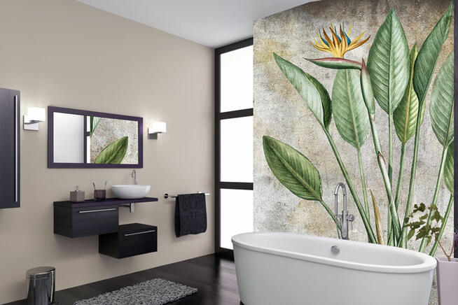 Fototapeta liście beton