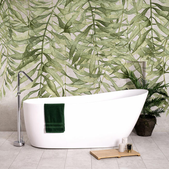 Tapeta do łazienki liście