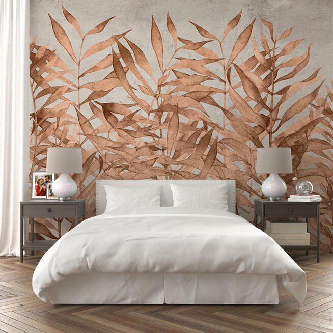 Tapeta brzoskwiniowa liście palmy