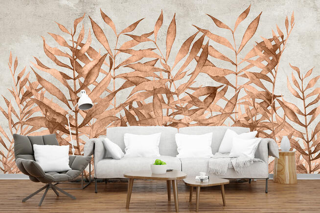 Tapeta brzoskwiniowa liście palmy