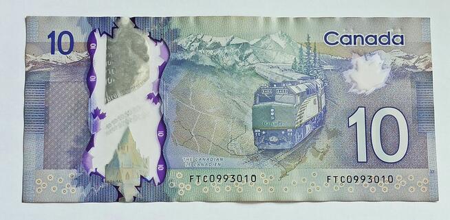 10 $ 2013 Kanada, banknot polimerowy