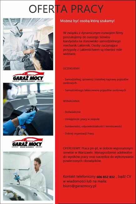 Zatrudnienie mechanika i lakiernika samochodowego