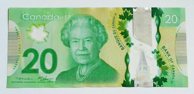 20 $ 2012 r. Kanada, banknot polimerowy