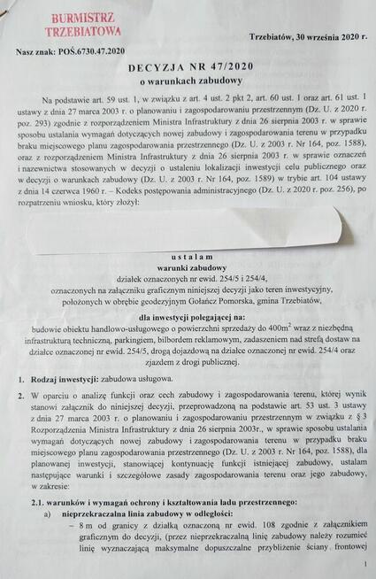 Działka z warunkami - obiekt handlowo usługowy 400m2+