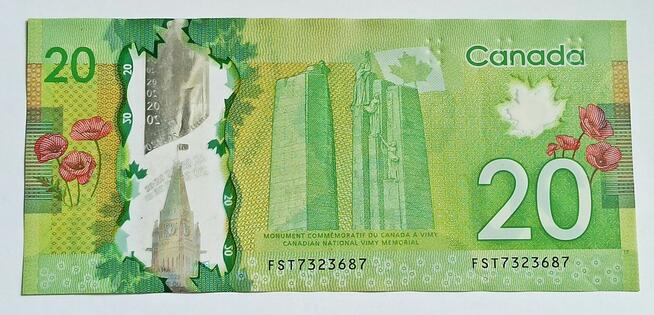 20 $ 2012 r. Kanada, banknot polimerowy