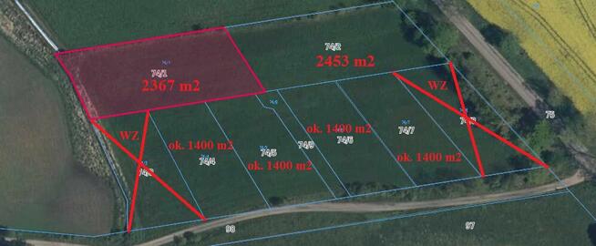 Wiśniowo Ełckie - działka 2453 m2 - możliwość uzyskania WZ