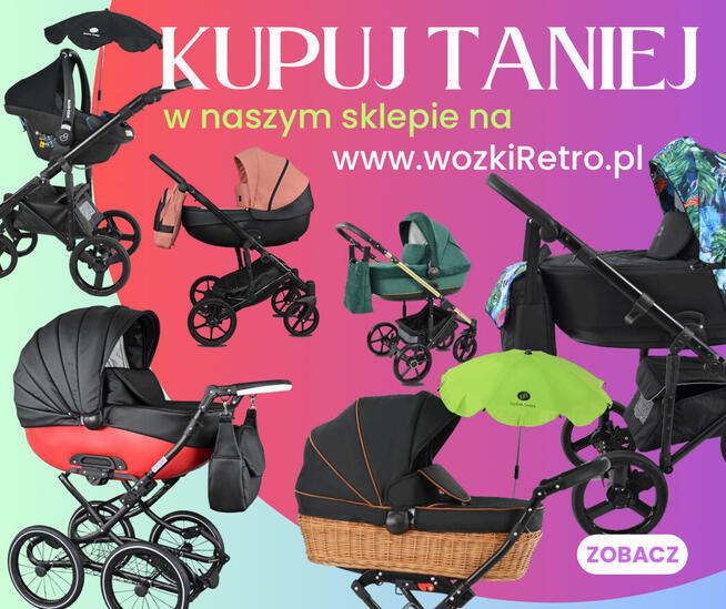 Klasyczny Wózek Dziecięcy Roys Retro Skóra 3w1 Classic