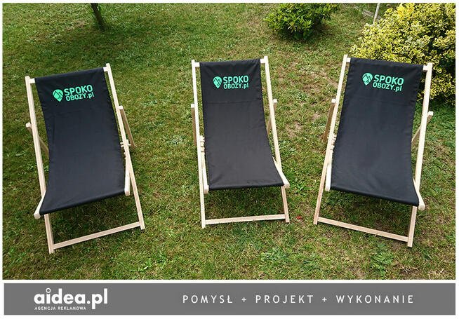 Leżaki reklamowe z nadrukiem, parawany, pufy, krzesła, ...