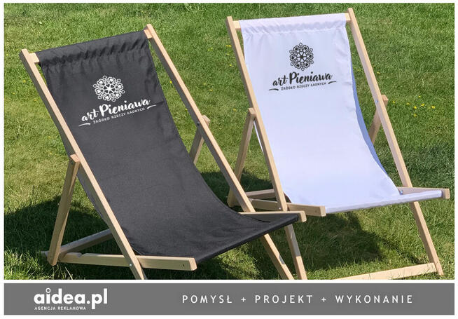 Leżak z własnym nadrukiem, parawany, pufy, krzesła, ...