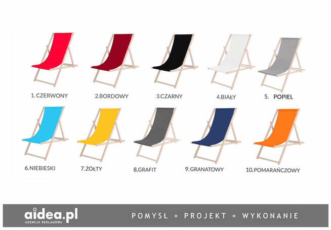 Leżaki reklamowe z nadrukiem, parawany, pufy, krzesła, ...