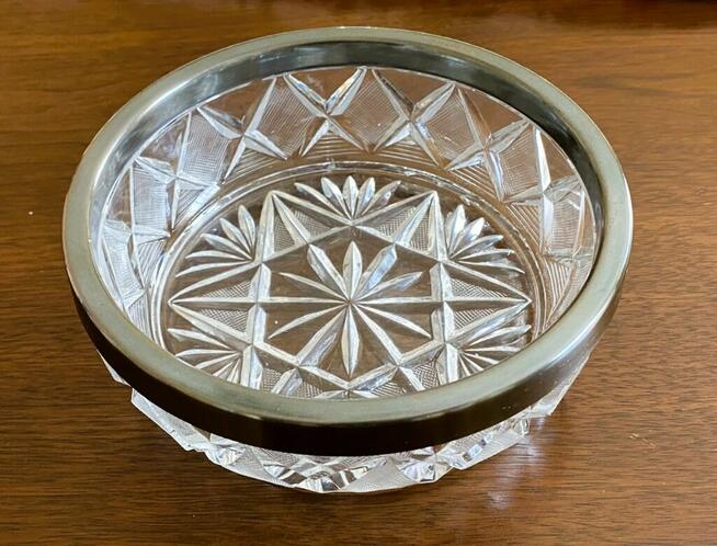 FH Hefra kryształowa salaterka posrebrzana obręcz