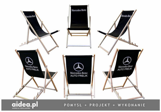 Leżaki reklamowe z nadrukiem, parawany, pufy, krzesła, ...