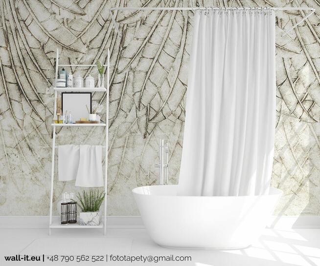 Liście na betonowej ścianie , nowoczesna ściana z wzorem GD6