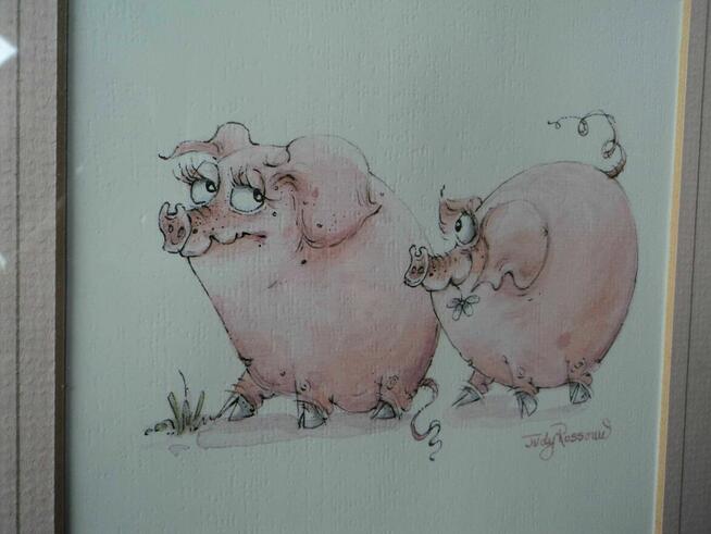 Świnie na wakacjach 31/31 cm papier. (kopia) w ramę 2 prace.