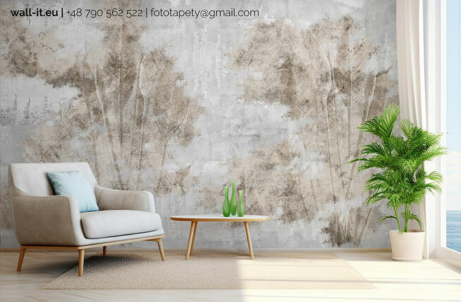 Szary lub ciepły beton z liscmi GD67 wabi sabi loft style