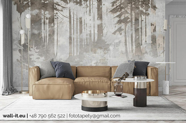 Szary lub ciepły beton z liscmi GD67 wabi sabi loft style