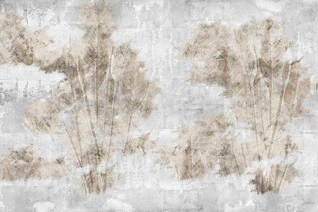 Liście na betonowej ścianie , nowoczesna ściana z wzorem GD6