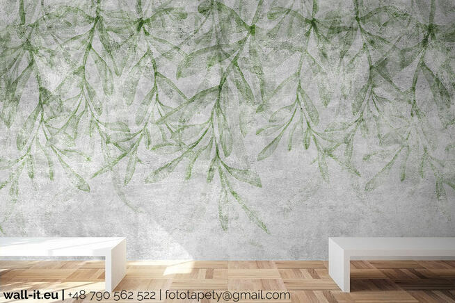 Szary lub ciepły beton z liscmi GD67 wabi sabi loft style