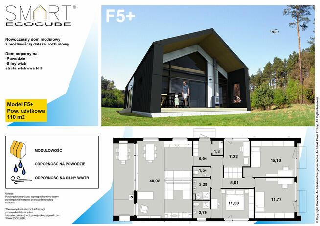 Dom drewniany Ecocube Smart F5 110m2
